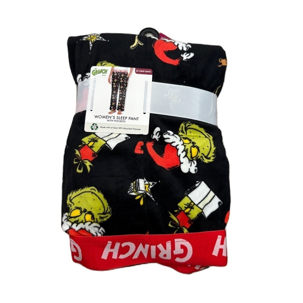 Dr. Seuss Grinch Sleep Pants Women’s 2X Black Green Red Santa